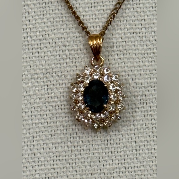 Jewelry - Elegant Gold and Blue Pendant Necklace